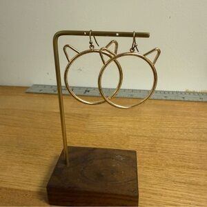 Gold tone cat ears hoop earrings